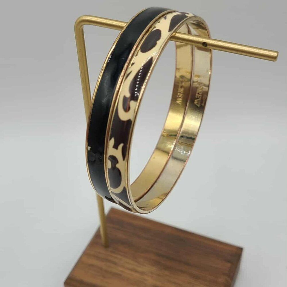 J Crew 2 Thin Black Enamel Bangles